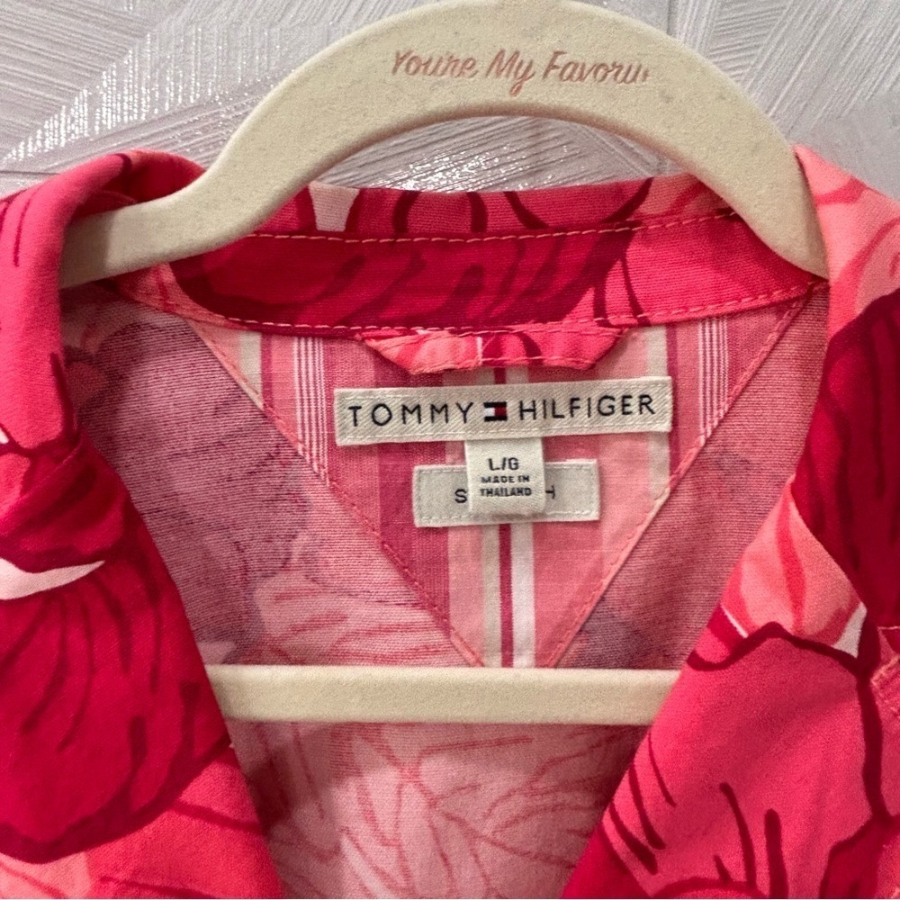 Tommy Hilfiger Womens Pink Floral Cotton Blazer/Jacket 3 Buttons Stretch Pockets - Picture 3 of 7